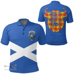 ScotsTee Shop Scottish MacMillan Clan Clan Tartan Polo Shirt Scotland Flag Tartan Highland Cow