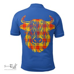 ScotsTee Shop Scottish MacMillan Clan Clan Tartan Polo Shirt Scotland Flag Tartan Highland Cow