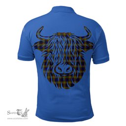 ScotsTee Shop Scottish MacLellan Modern Clan Tartan Polo Shirt Scotland Flag Tartan Highland Cow