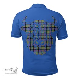 ScotsTee Shop Scottish MacDonald Ancient Clan Tartan Polo Shirt Scotland Flag Tartan Highland Cow