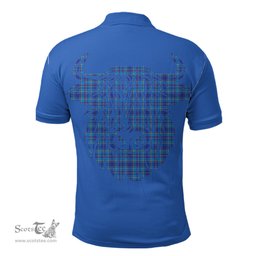 ScotsTee Shop Scottish Mercer Modern Clan Tartan Polo Shirt Scotland Flag Tartan Highland Cow