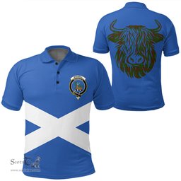 ScotsTee Shop Scottish Maxwell Hunting Clan Tartan Polo Shirt Scotland Flag Tartan Highland Cow