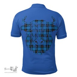 ScotsTee Shop Scottish Ramsay Blue Ancient Clan Tartan Polo Shirt Scotland Flag Tartan Highland Cow