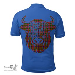 ScotsTee Shop Scottish Skene Modern Clan Tartan Polo Shirt Scotland Flag Tartan Highland Cow