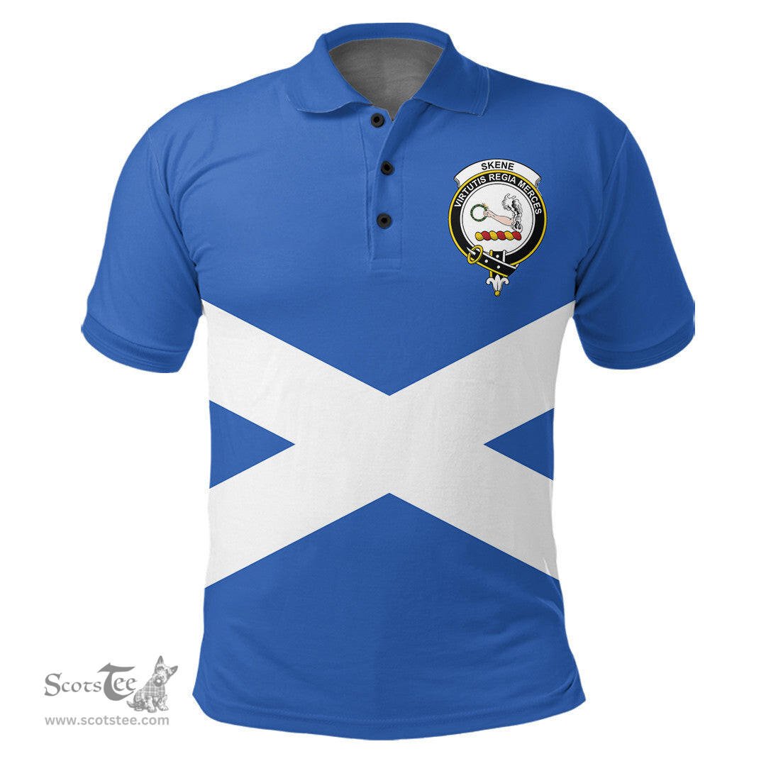 ScotsTee Shop Scottish Skene Modern Clan Tartan Polo Shirt Scotland Flag Tartan Highland Cow