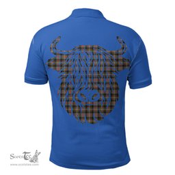 ScotsTee Shop Scottish Sutherland Weathered Clan Tartan Polo Shirt Scotland Flag Tartan Highland Cow