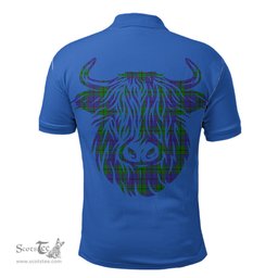 ScotsTee Shop Scottish Strachan Clan Tartan Polo Shirt Scotland Flag Tartan Highland Cow
