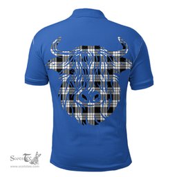 ScotsTee Shop Scottish MacFarlane Black & White Clan Tartan Polo Shirt Scotland Flag Tartan Highland Cow