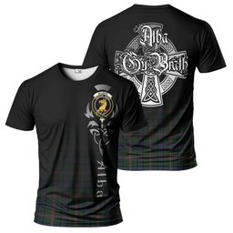 ScotsTee Shop Scottish Allison Clan Crest Tartan T Shirt Featuring Alba Gu Brath Scotland Forever and Ever Celtic Cross