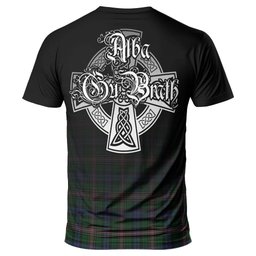 ScotsTee Shop Scottish Allison Clan Crest Tartan T Shirt Featuring Alba Gu Brath Scotland Forever and Ever Celtic Cross