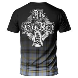 ScotsTee Shop Scottish Bell Clan Crest Tartan T Shirt Featuring Alba Gu Brath Scotland Forever and Ever Celtic Cross