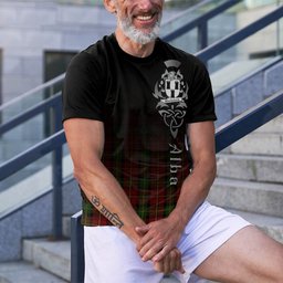 ScotsTee Shop Scottish Blackstock Red Dress Clan Crest Tartan T Shirt Featuring Alba Gu Brath Scotland Forever and Ever Celtic Cross