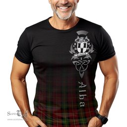 ScotsTee Shop Scottish Blackstock Red Dress Clan Crest Tartan T Shirt Featuring Alba Gu Brath Scotland Forever and Ever Celtic Cross