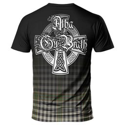 ScotsTee Shop Scottish Burns Check Clan Crest Tartan T Shirt Featuring Alba Gu Brath Scotland Forever and Ever Celtic Cross