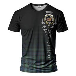 ScotsTee Shop Scottish Baillie Ancient Clan Crest Tartan T Shirt Featuring Alba Gu Brath Scotland Forever and Ever Celtic Cross