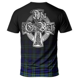 ScotsTee Shop Scottish Arbuthnot Modern Clan Crest Tartan T Shirt Featuring Alba Gu Brath Scotland Forever and Ever Celtic Cross