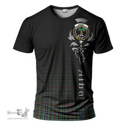 ScotsTee Shop Scottish Bisset Clan Crest Tartan T Shirt Featuring Alba Gu Brath Scotland Forever and Ever Celtic Cross