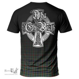 ScotsTee Shop Scottish Bisset Clan Crest Tartan T Shirt Featuring Alba Gu Brath Scotland Forever and Ever Celtic Cross