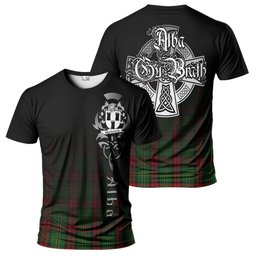 ScotsTee Shop Scottish Blackstock Hunting Clan Crest Tartan T Shirt Featuring Alba Gu Brath Scotland Forever and Ever Celtic Cross