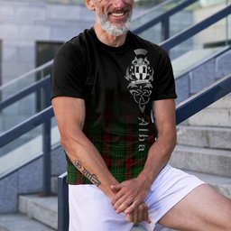 ScotsTee Shop Scottish Blackstock Hunting Clan Crest Tartan T Shirt Featuring Alba Gu Brath Scotland Forever and Ever Celtic Cross