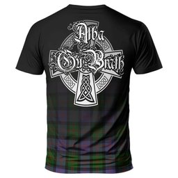 ScotsTee Shop Scottish Blair Modern Clan Crest Tartan T Shirt Featuring Alba Gu Brath Scotland Forever and Ever Celtic Cross