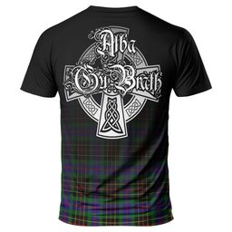 ScotsTee Shop Scottish Brodie Hunting Modern Clan Crest Tartan T Shirt Featuring Alba Gu Brath Scotland Forever and Ever Celtic Cross