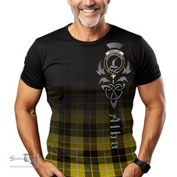 ScotsTee Shop Scottish Barclay Dress Modern Clan Crest Tartan T Shirt Featuring Alba Gu Brath Scotland Forever and Ever Celtic Cross