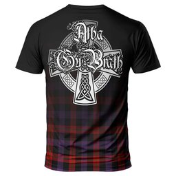 ScotsTee Shop Scottish Broun Modern Clan Crest Tartan T Shirt Featuring Alba Gu Brath Scotland Forever and Ever Celtic Cross