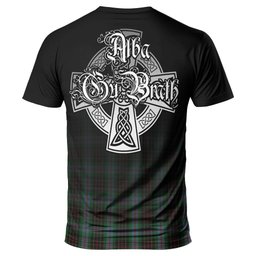 ScotsTee Shop Scottish Brodie Hunting Clan Crest Tartan T Shirt Featuring Alba Gu Brath Scotland Forever and Ever Celtic Cross