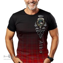ScotsTee Shop Scottish Burnett Modern Clan Crest Tartan T Shirt Featuring Alba Gu Brath Scotland Forever and Ever Celtic Cross