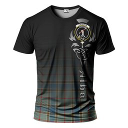 ScotsTee Shop Scottish Balfour Blue Clan Crest Tartan T Shirt Featuring Alba Gu Brath Scotland Forever and Ever Celtic Cross