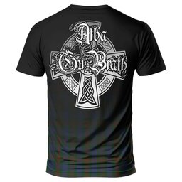 ScotsTee Shop Scottish Buchanan Hunting Clan Crest Tartan T Shirt Featuring Alba Gu Brath Scotland Forever and Ever Celtic Cross