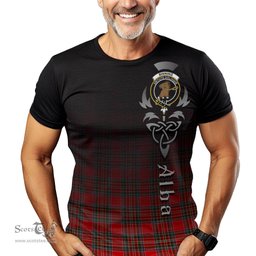 ScotsTee Shop Scottish Binning Clan Crest Tartan T Shirt Featuring Alba Gu Brath Scotland Forever and Ever Celtic Cross