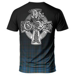 ScotsTee Shop Scottish Bain Clan Crest Tartan T Shirt Featuring Alba Gu Brath Scotland Forever and Ever Celtic Cross