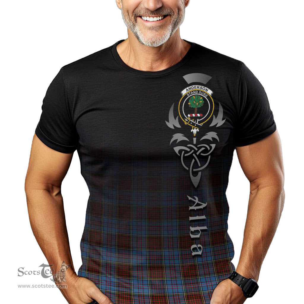 ScotsTee Shop Scottish Anderson Modern Clan Crest Tartan T Shirt Featuring Alba Gu Brath Scotland Forever and Ever Celtic Cross