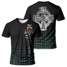 ScotsTee Shop Scottish Farquharson Ancient Clan Crest Tartan T Shirt Featuring Alba Gu Brath Scotland Forever and Ever Celtic Cross