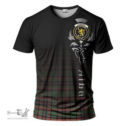 ScotsTee Shop Scottish Cumming Hunting Ancient Clan Crest Tartan T Shirt Featuring Alba Gu Brath Scotland Forever and Ever Celtic Cross
