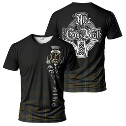ScotsTee Shop Scottish Fraser Hunting Clan Crest Tartan T Shirt Featuring Alba Gu Brath Scotland Forever and Ever Celtic Cross