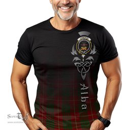 ScotsTee Shop Scottish Cameron Clan Crest Tartan T Shirt Featuring Alba Gu Brath Scotland Forever and Ever Celtic Cross