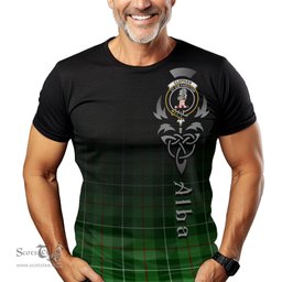 ScotsTee Shop Scottish Clephan Clan Crest Tartan T Shirt Featuring Alba Gu Brath Scotland Forever and Ever Celtic Cross