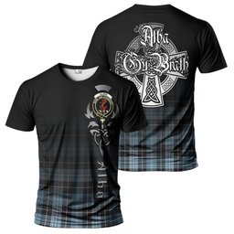 ScotsTee Shop Scottish Clark Ancient Clan Crest Tartan T Shirt Featuring Alba Gu Brath Scotland Forever and Ever Celtic Cross