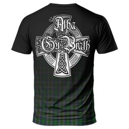 ScotsTee Shop Scottish Cockburn Clan Crest Tartan T Shirt Featuring Alba Gu Brath Scotland Forever and Ever Celtic Cross