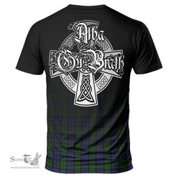 ScotsTee Shop Scottish Dundas Clan Crest Tartan T Shirt Featuring Alba Gu Brath Scotland Forever and Ever Celtic Cross