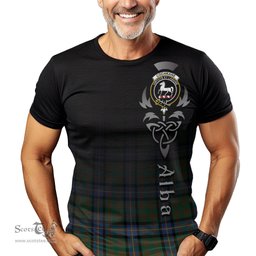 ScotsTee Shop Scottish Cochrane Ancient Clan Crest Tartan T Shirt Featuring Alba Gu Brath Scotland Forever and Ever Celtic Cross