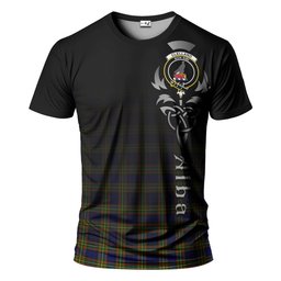 ScotsTee Shop Scottish Clelland Modern Clan Crest Tartan T Shirt Featuring Alba Gu Brath Scotland Forever and Ever Celtic Cross