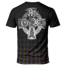 ScotsTee Shop Scottish Clelland Modern Clan Crest Tartan T Shirt Featuring Alba Gu Brath Scotland Forever and Ever Celtic Cross
