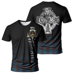 ScotsTee Shop Scottish Cameron Hunting Clan Crest Tartan T Shirt Featuring Alba Gu Brath Scotland Forever and Ever Celtic Cross
