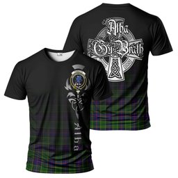 ScotsTee Shop Scottish Forsyth Modern Clan Crest Tartan T Shirt Featuring Alba Gu Brath Scotland Forever and Ever Celtic Cross