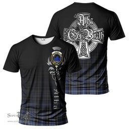 ScotsTee Shop Scottish Clark (Lion) Clan Crest Tartan T Shirt Featuring Alba Gu Brath Scotland Forever and Ever Celtic Cross