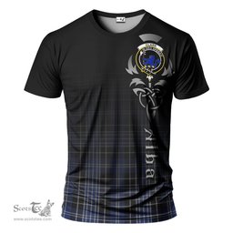 ScotsTee Shop Scottish Clark (Lion) Clan Crest Tartan T Shirt Featuring Alba Gu Brath Scotland Forever and Ever Celtic Cross